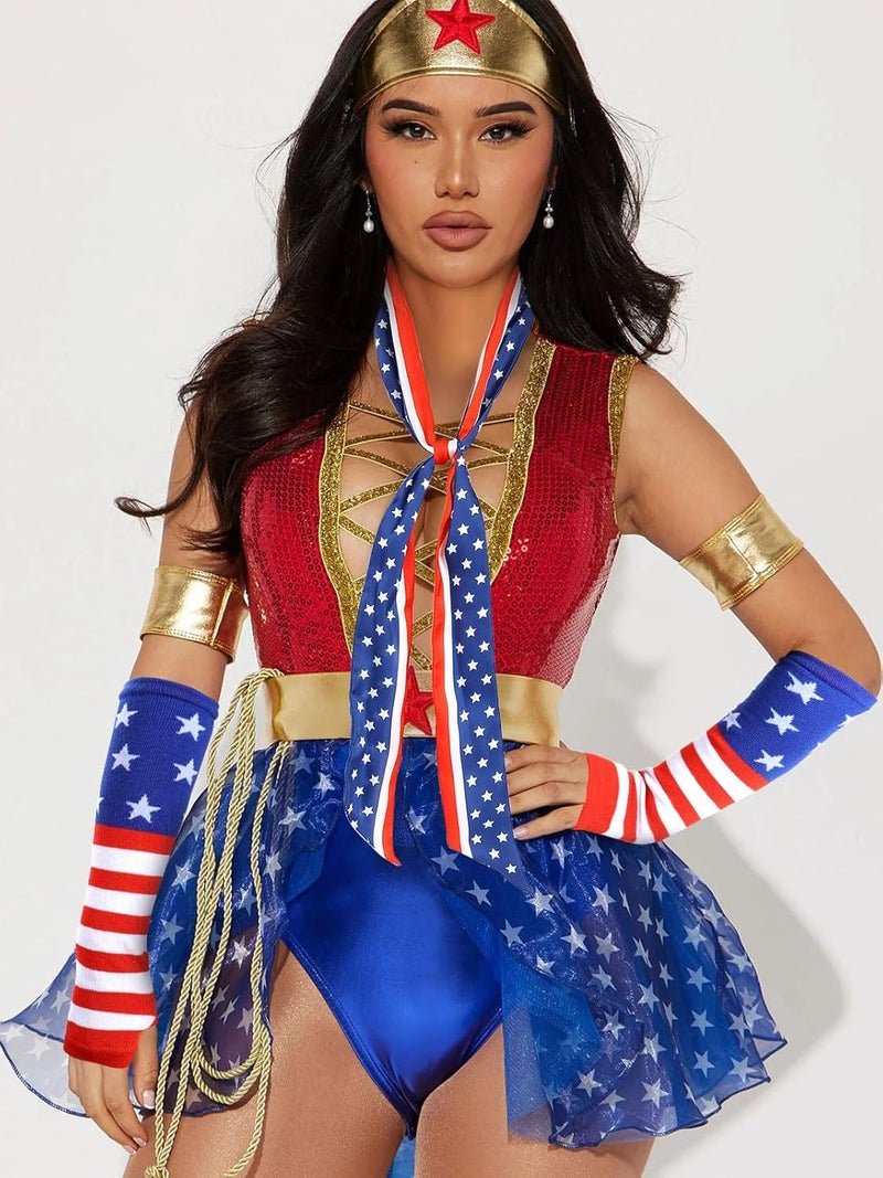 GERINLY Holiday Arm Warmers with Matching Neck Scarf, Festival Arm Sleeve Golves Skinny Scarf - Image 5